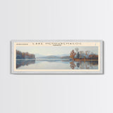 Lake Memphremagog Vermont Framed Canvas Print, Lake House Decor, Panoramic Wall Art, Travel Poster, Beautiful Landscape Painting, Bedroom Decor