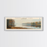 Marsh Creek Lake Pennsylvania Framed Canvas Print, Lake House Decor, Panoramic Wall Art, Travel Poster, Landscape Painting, Modern Art