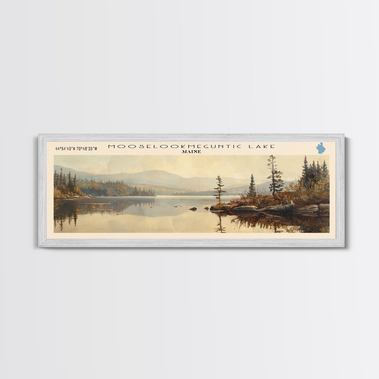 Norfork Lake Arkansas Framed Canvas Print, Lake House Decor, Panoramic Wall Art, Travel Poster, Landscape Painting, Bedroom Decor