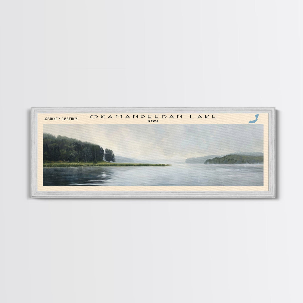 Perry Lake Kansas Framed Canvas Print, Lake House Decor, Panoramic Wall Art, Travel Poster, Beautiful Landscape Painting, Living Room Decor