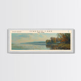 Owasco Lake New York Framed Canvas Print, Lake House Decor, Panoramic Wall Art, Travel Poster, Beautiful Landscape Painting, Modern Art