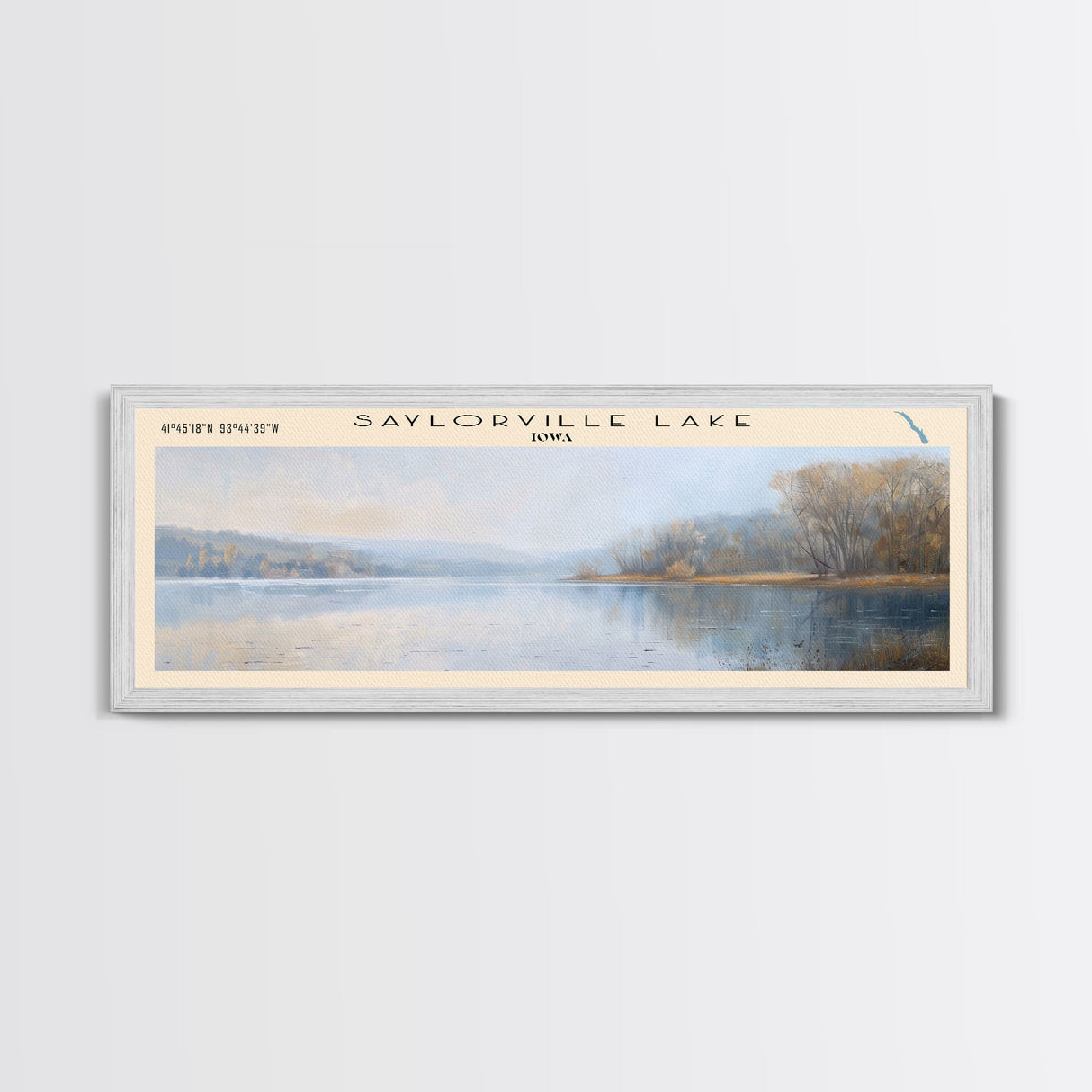 Sleepy Creek Lake West Virginia Panoramic Framed Canvas Print, Lake House Decor, Wall Art, Travel Poster, Serene Lake Painting, Living Room Decor