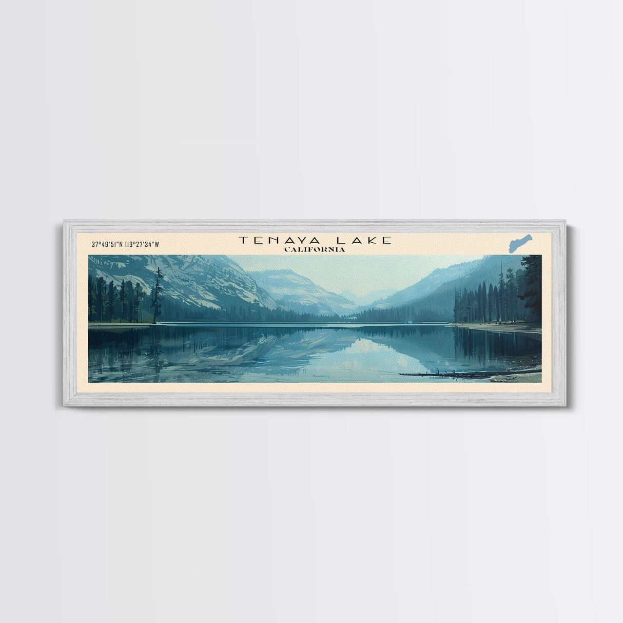 Tenaya Lake California Panoramic Wall Art, Framed Canvas Print, Lake House Decor, Travel Poster, Serene Landscape, Bedroom Decor, Home Decor