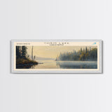 Tobin Lake Panoramic Wall Art, Framed Canvas Print, Lake House Decor, Travel Poster, Serene Landscape, Living Room Decor