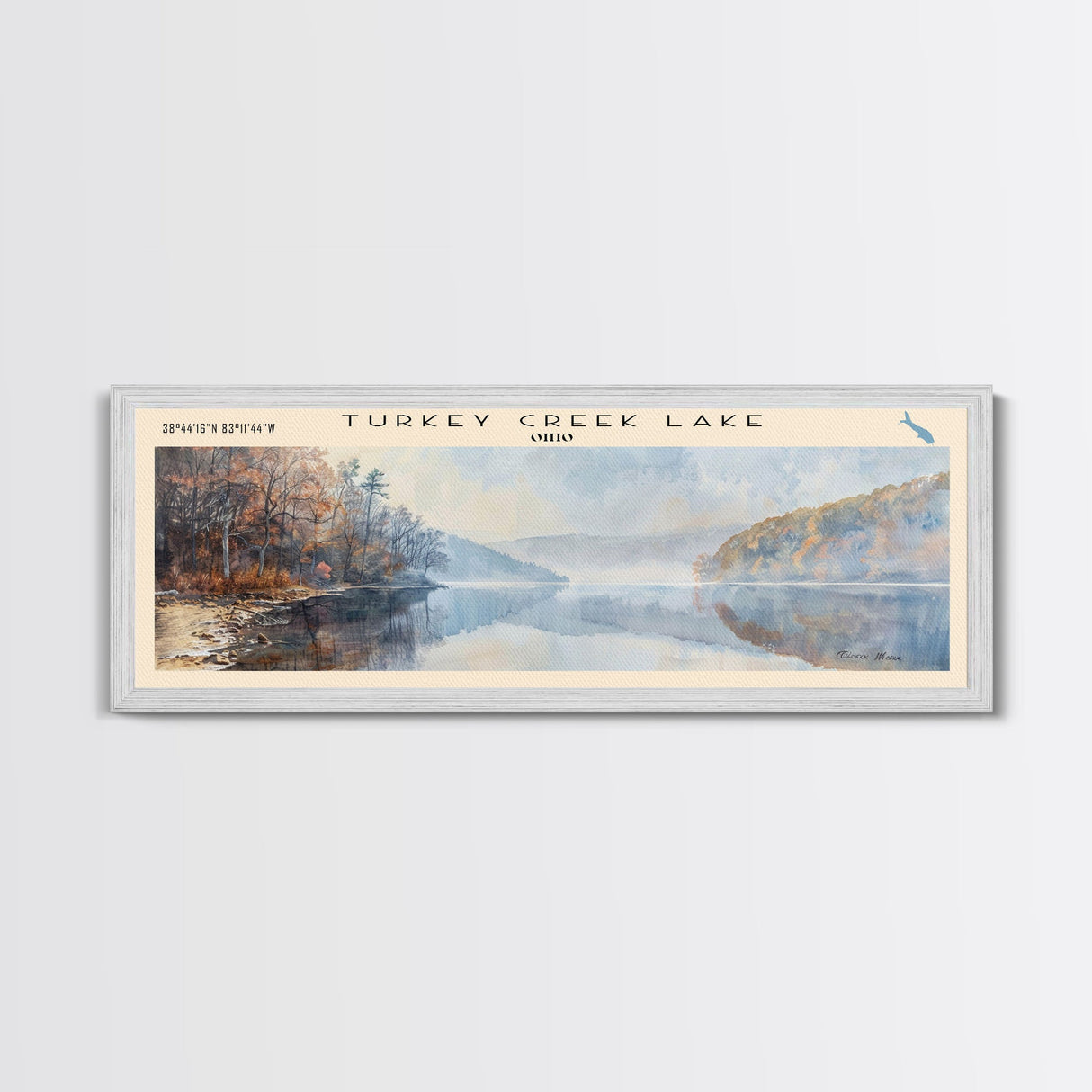 Turkey Creek Lake Ohio Panoramic Wall Art, Framed Canvas Print, Lake House Decor, Travel Poster, Serene Landscape, Living Room Art