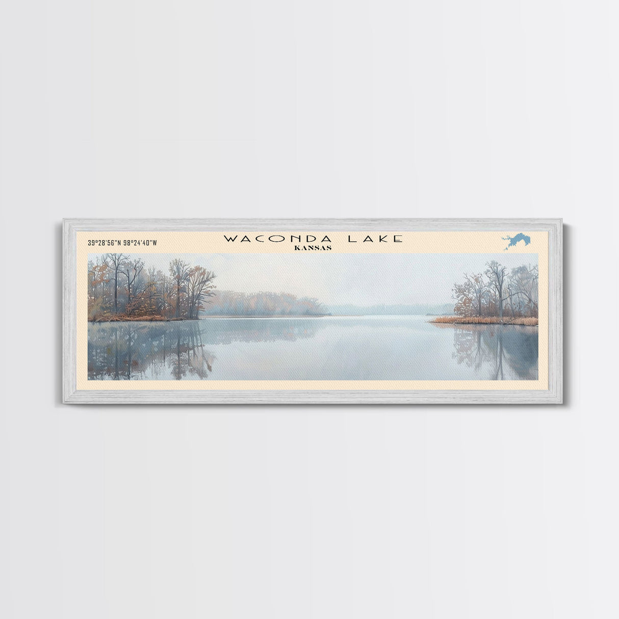 Waconda Lake Kansas Panoramic Wall Art, Framed Canvas Print, Lake House Decor, Travel Poster, Beautiful Lake Scene, Home Art