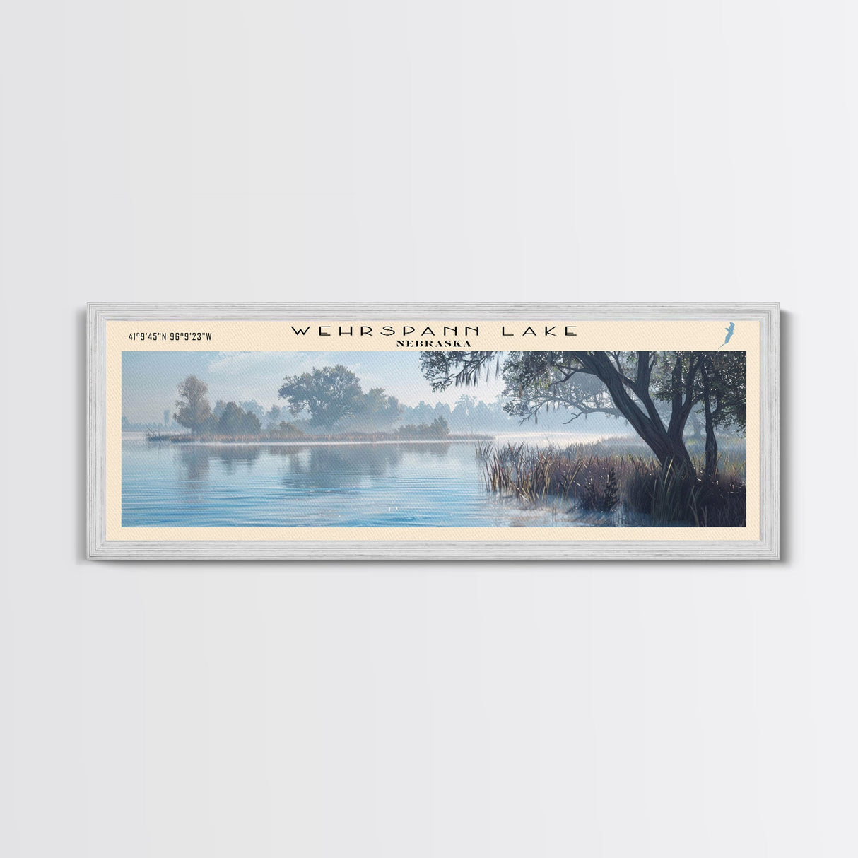 Wollaston Lake Panoramic Wall Art, Framed Canvas Print, Lake House Decor, Travel Poster, Scenic Lake Scene, Bedroom Decor