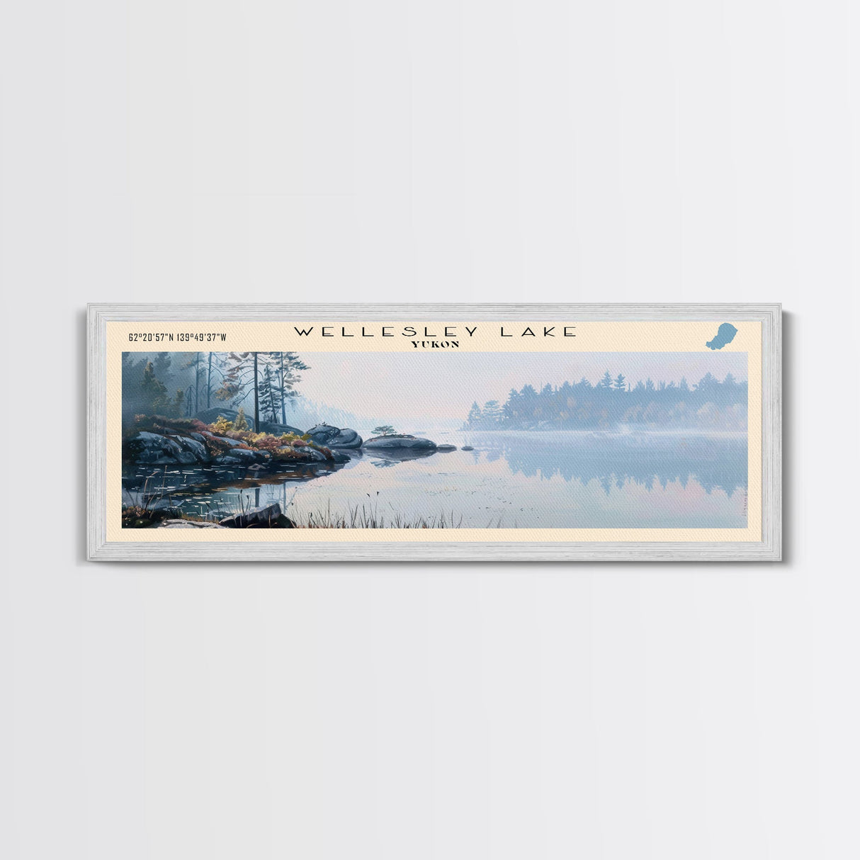 Wellesley Lake Panoramic Wall Art, Framed Canvas Print, Lake House Decor, Travel Poster, Beautiful Lake Scene, Home Art