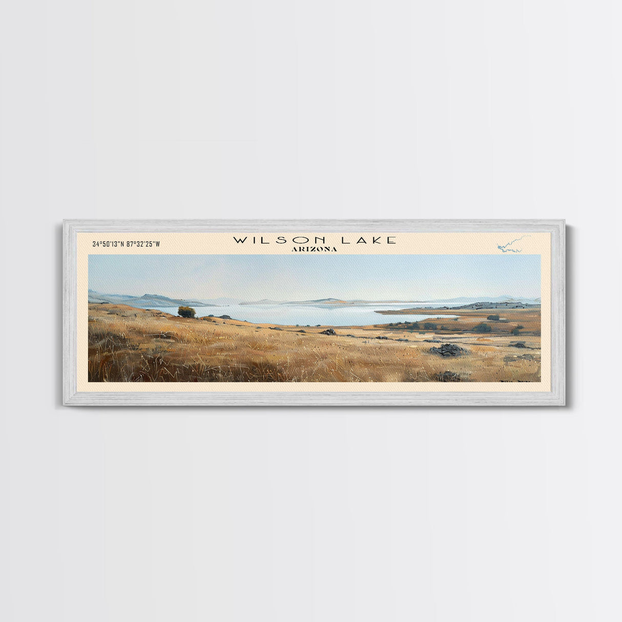 Wilson Lake Arizona Panoramic Wall Art, Framed Canvas Print, Lake House Decor, Travel Poster, Scenic Lake Scene, Bedroom Art