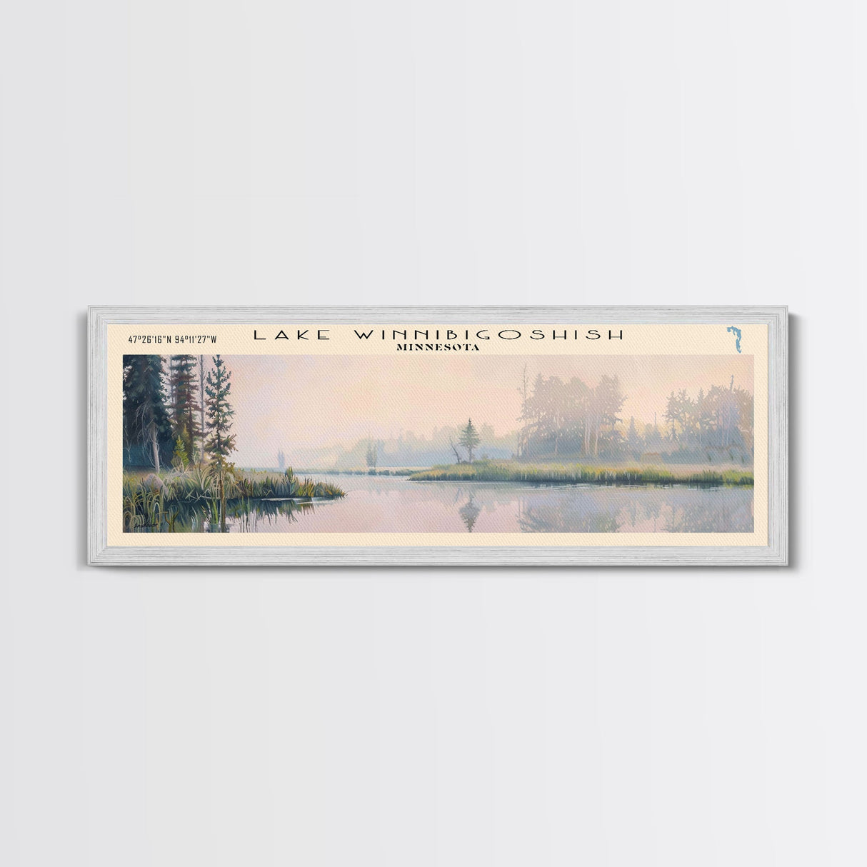 Winnipegosis Panoramic Wall Art, Framed Canvas Print, Lake House Decor, Travel Poster, Serene Landscape, Home Decor