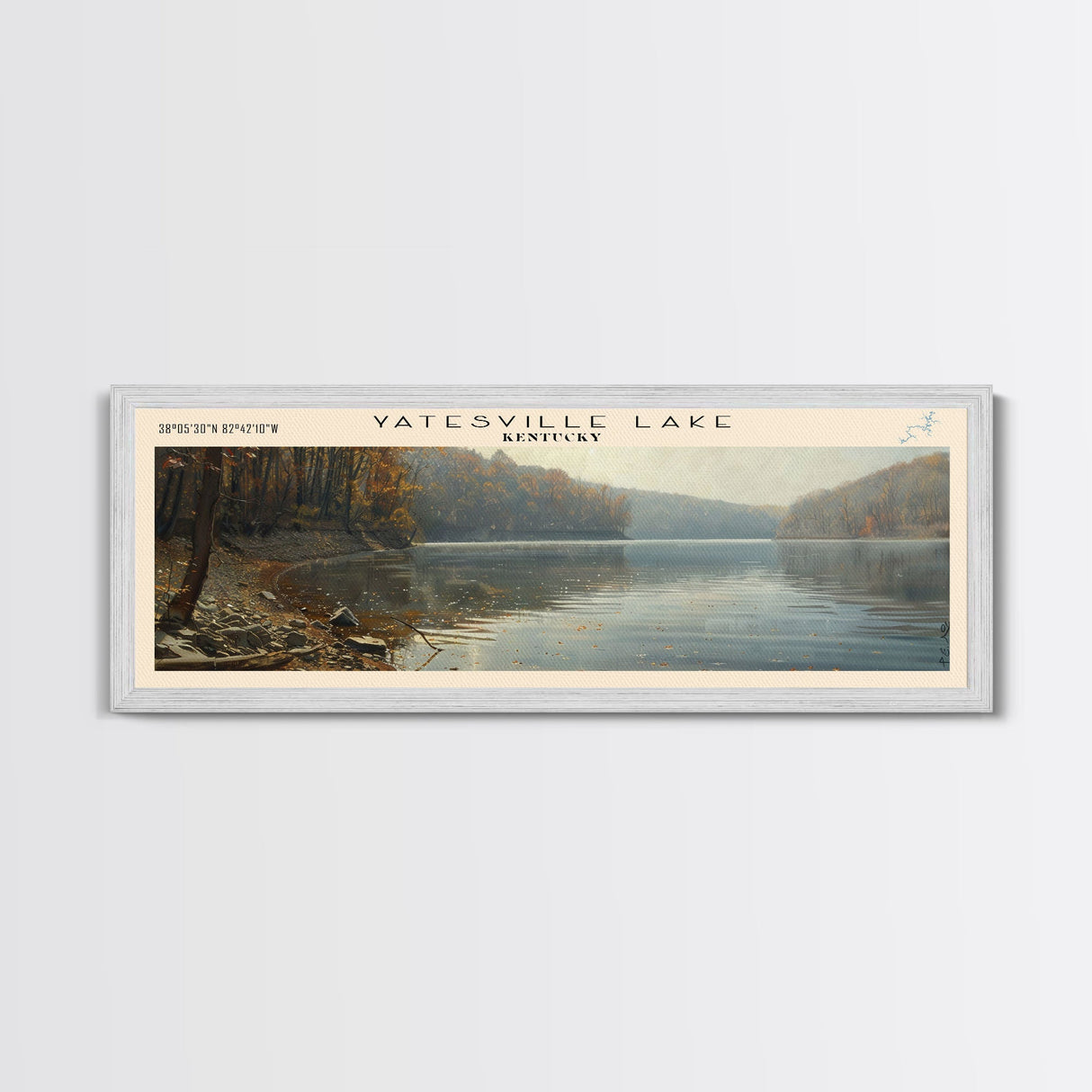 Yatesville Lake Kentucky Panoramic Wall Art, Framed Canvas Print, Lake House Decor, Travel Poster, Scenic Lake Scene, Bedroom Decor