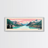 Diablo Lake Washington Framed Canvas Print, Midcentury Modern Panoramic Wall Art, Bedroom Decor, Pop Art, Travel Poster Art, Scenic Nature Painting