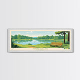 Farrington Lake New Jersey Framed Canvas Print, Panoramic Art, Midcentury Modern, Pop Art, Living Room Wall Art, Travel Poster, Nature Art, Home Decor