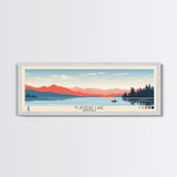 Flathead Lake Montana Framed Canvas Print, Panoramic Wall Art, Midcentury Modern, Pop Art, Bedroom Decor, Travel Poster, Nature Art, Artistic Decor