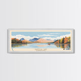 Ganoga Lake Pennsylvania Framed Canvas Print, Panoramic Art, Midcentury Modern, Pop Art, Living Room Wall Art, Travel Poster, Nature Painting, Home Decor