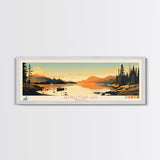 Georgetown Lake Montana Framed Canvas Print, Panoramic Wall Art, Midcentury Modern, Pop Art, Living Room Decor, Travel Poster, Nature Art, Lake House Art