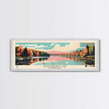 Gouldsboro Lake Pennsylvania Framed Canvas Print, Panoramic Wall Art, Midcentury Modern, Pop Art, Living Room Wall Art, Travel Poster, Nature Painting, Home Decor