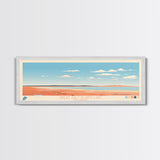 Great Salt Plains Lake Oklahoma Framed Canvas Print, Panoramic Art, Midcentury Modern, Pop Art, Bedroom Decor, Travel Poster, Lake House Art, Wall Art