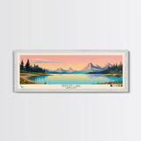 Hebgen Lake Montana Framed Canvas Print, Panoramic Wall Art, Midcentury Modern, Pop Art, Living Room Decor, Travel Poster, Nature Art, Lake House Art