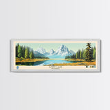 Jenny Lake Wyoming Framed Canvas Print, Panoramic Wall Art, Midcentury Modern, Pop Art, Living Room Decor, Travel Poster, Bedroom Art