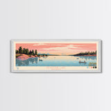 Keystone Lake Oklahoma Framed Canvas Print, Panoramic Art, Midcentury Modern, Pop Art, Living Room Decor, Travel Poster, Artistic Decor