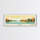 Knee Lake Manitoba Framed Canvas Print, Panoramic Wall Art, Midcentury Modern, Pop Art, Bedroom Art, Travel Poster, Lake House Art