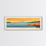 Lake Champlain New York Vermont Framed Canvas Print, Panoramic Art, Midcentury Modern, Pop Art, Living Room Wall Art, Travel Poster, Lake House Decor