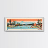 Lake Cleveland Idaho Framed Canvas Print, Panoramic Art, Midcentury Modern, Pop Art, Living Room Wall Art, Travel Poster, Lake House Decor