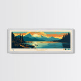 Lake Cushman Washington Framed Canvas Print, Panoramic Wall Art, Midcentury Modern, Pop Art, Bedroom Decor, Travel Poster, Living Room Art