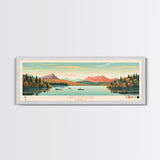 Lake Dunmore Vermont Framed Canvas Print, Panoramic Art, Midcentury Modern, Pop Art, Living Room Wall Art, Travel Poster, Lake House Decor