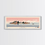 Lake Erie Ohio Pennsylvania Framed Canvas Print, Panoramic Art, Midcentury Modern, Pop Art, Living Room Wall Art, Travel Poster, Lake House Decor