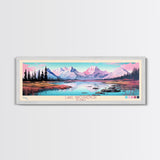 Lake Grosvenor Alaska Framed Canvas Print, Panoramic Wall Art, Midcentury Modern, Pop Art, Lake House Decor, Travel Poster, Bedroom Art