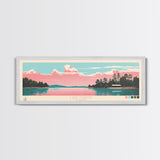 Lake Martin Alabama Framed Canvas Print, Panoramic Wall Art, Midcentury Modern, Pop Art, Living Room Decor, Travel Poster