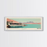 Lake Mead Arizona Nevada Framed Canvas Print, Panoramic Wall Art, Midcentury Modern, Pop Art, Living Room Decor, Travel Poster