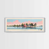 Lake Oconee Georgia Framed Canvas Print, Panoramic Wall Art, Midcentury Modern, Pop Art, Living Room Decor, Travel Poster, Lake House Art