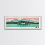 Lake Rabun Georgia Framed Canvas Print, Panoramic Wall Art, Midcentury Modern, Pop Art, Living Room Decor, Travel Poster, Lake House Art