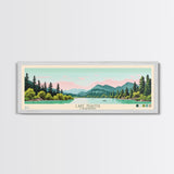 Lake Shasta California Framed Canvas Print, Panoramic Wall Art, Midcentury Modern, Pop Art, Living Room Decor, Travel Poster, Lake House Art