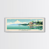 Lake William C. Bowen, South Carolina Panoramic Wall Art Framed Canvas Print, Midcentury Modern, Pop Art, Home Decor, Travel Poster, Bedroom Art