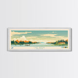 Lake Wingra, Wisconsin Panoramic Wall Art Framed Canvas Print, Midcentury Modern, Pop Art, Home Decor, Travel Poster, Bedroom Art