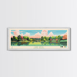 Lake Wylie, North Carolina Panoramic Wall Art Framed Canvas Print, Midcentury Modern, Pop Art, Home Decor, Travel Poster, Bedroom Art