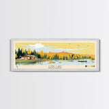 Long Lake, North Dakota Panoramic Wall Art Framed Canvas Print, Midcentury Modern, Pop Art, Home Decor, Travel Poster, Living Room Art