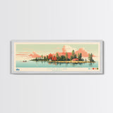 Lower Red Lake, Minnesota Panoramic Wall Art Framed Canvas Print, Midcentury Modern, Pop Art, Home Decor, Travel Poster, Living Room Art