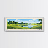 Lums Pond, Delaware Panoramic Wall Art Framed Canvas Print, Midcentury Modern, Pop Art, Home Decor, Travel Poster, Living Room Art