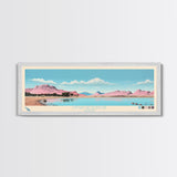 Lyman Reservoir, Arizona Panoramic Wall Art Framed Canvas Print, Midcentury Modern, Pop Art, Home Decor, Travel Poster, Bedroom Art