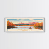 Mansfield Hollow Lake, Connecticut Panoramic Wall Art Framed Canvas Print, Midcentury Modern, Pop Art, Home Decor, Travel Poster, Living Room Art