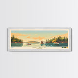 Mark Twain Lake, Missouri Panoramic Wall Art Framed Canvas Print, Midcentury Modern, Pop Art, Home Decor, Travel Poster, Bedroom Art