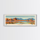 Mono Lake, California Framed Canvas Print, Panoramic Wall Art, Midcentury Modern, Pop Art, Home Decor, Travel Poster, Living Room Art