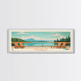 Newfound Lake, New Hampshire Framed Canvas Print, Panoramic Wall Art, Midcentury Modern, Pop Art, Home Decor, Travel Poster, Living Room Art