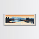 Nonvianuk Lake, Alaska Framed Canvas Print, Panoramic Wall Art, Midcentury Modern, Pop Art, Home Decor, Travel Poster, Living Room Art