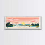 North South Lake, New York Framed Canvas Print, Panoramic Wall Art, Midcentury Modern, Pop Art, Home Decor, Travel Poster, Bedroom Art